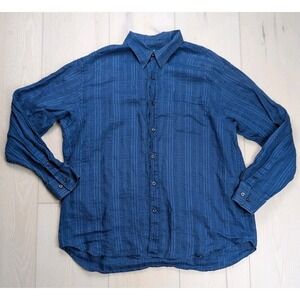 Tommy Bahama 100% Linen Shirt Mens 2XL Blue Stripe Long Sleeve Port O Fino
